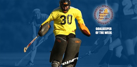 WINTHROP, Mass. ? Simmons College field hockey player Brianna Rastello (Salem, N.H.) was named the Great Northeast Athletic Conference Goalkeeper of the Week for the week of September 8-14, it was announced by the league today. The honor marks the second time this season she has earned the award. Rastello was also named for the week of August 25-31. 

WINCHESTER, Mass. ? Simmons College field hockey player Brianna Rastello (Salem, N.H.) was named the Great Northeast Athletic Conference Field Hockey Goalkeeper of the Week, it was announced today by the league. The award marks the sixth time this season that she has won the accolade to top the league. She was also honored for the weeks of August 25-31, September 8-14, September 15-21, September 22-28 and October 20-26.