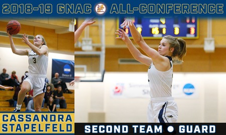 WINTHROP, Mass. ? Simmons University?s Cassandra Stapelfeld (Brookline, N.H.) was named to the Great Northeast Athletic Conference Women?s Basketball Second Team, it was announced today by the league. Senior Alexandra Kay (Forked River, N.J.) was chosen for the GNAC All-Sportsmanship Team.