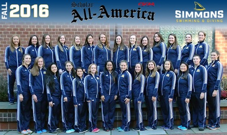 NORFOLK, Va. ? The Simmons College women's swimming & diving team was named a Scholar All-America Team by the College Swimming Coaches Association of America, it was announced today by the organization. 