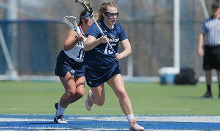BOSTON, Mass. ? Sophomore midfielder Molly Reinhold (Mystic, Conn.) tallied seven points, including six goals and senior midfielder Mallory Cottam (Hope, R.I.) became the sixth player in school history to score 100 career goals for the Simmons University women?s lacrosse team in a 16-5 victory over visiting University of Saint Joseph (Conn.) in a Great Northeast Athletic Conference match this evening at Daly Field in Brighton, Mass. The Sharks improve to 7-6 overall, including 5-4 in league play, while the Blue Jays fall to 2-11 and 0-10.